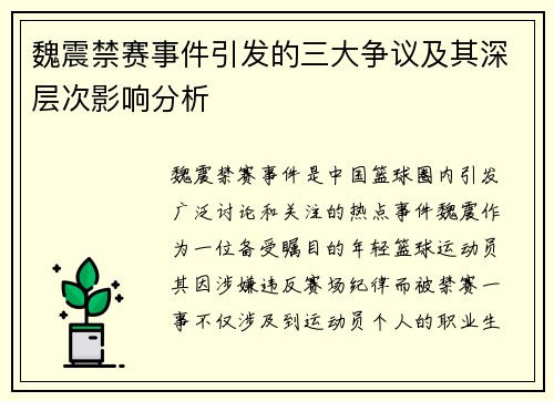 魏震禁赛事件引发的三大争议及其深层次影响分析
